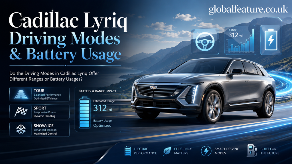 do the driving modes in cadillac lyriq offer different ranges or battery usages